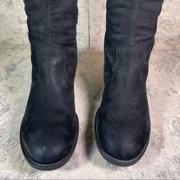 Paul Green Women's Black Suede Leather Buckle Zippered Tall Boots - Picture 6 of 15